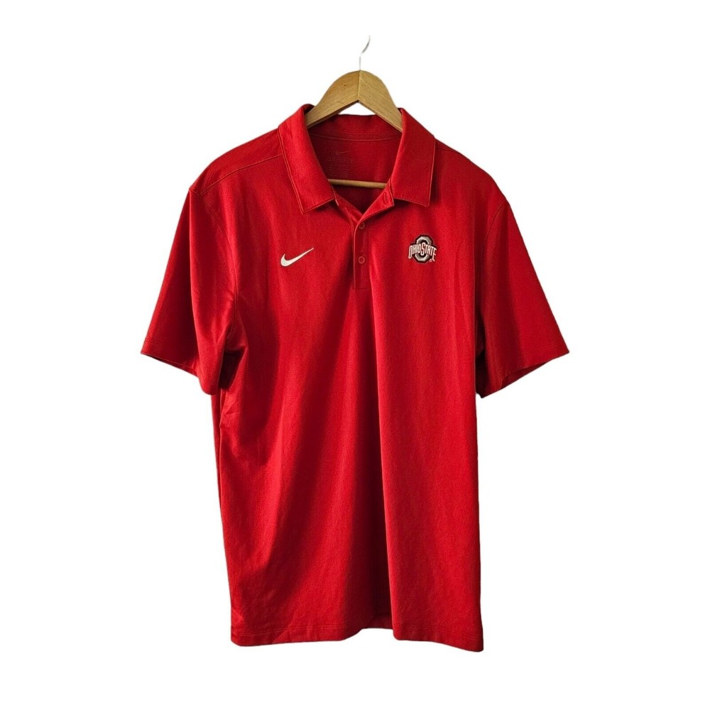 NIKE Dri Fit OSU Ohio State Buckeyes Coaches Polo Shirt Men's Size Large‎